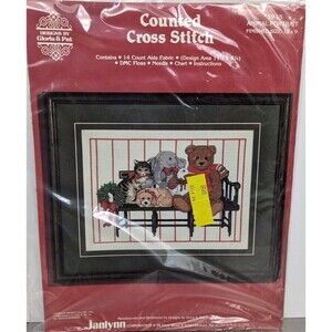 Janlynn Counted Cross Stitch Kit Animal Portrait #59-15 1986 Gloria & Pat  Cute